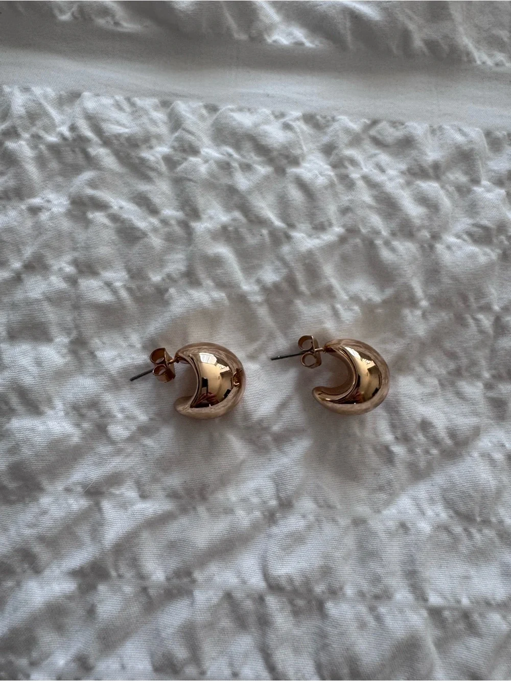 Anthropologie Rose Gold Crescent Dome Stud Earrings
